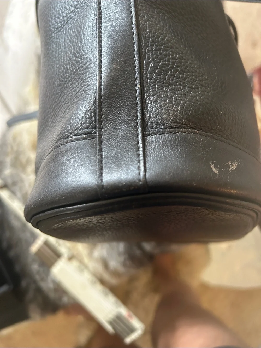 Burberrys Black Pebble Leather Drawstring Bucket Bag